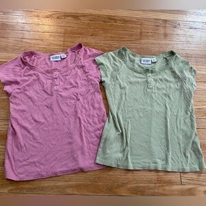 Colorful Planet Girl 14-16 Pink and Green Short Sleeve Tops Fit is snug
